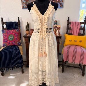Elegant Cream Boho Lace Dress